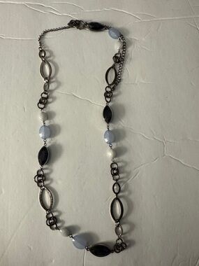 Delicate Blue & Black Beaded Women's Necklace - Brand Unspecified